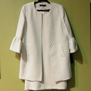 Albert Nipon 2 pc Gold/Cream Coat Dress